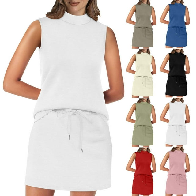 Sentmoon Ensembles Deux Pièces pour Femmes Sorties Hauts Boho pour Femmes et Mini-Jupe avec Shorts Col à Manches Courtes Hauts Mignons pour Femmes Coupe Régulière T-Shirts Femmes pour Gym et Entraînement P-2TG