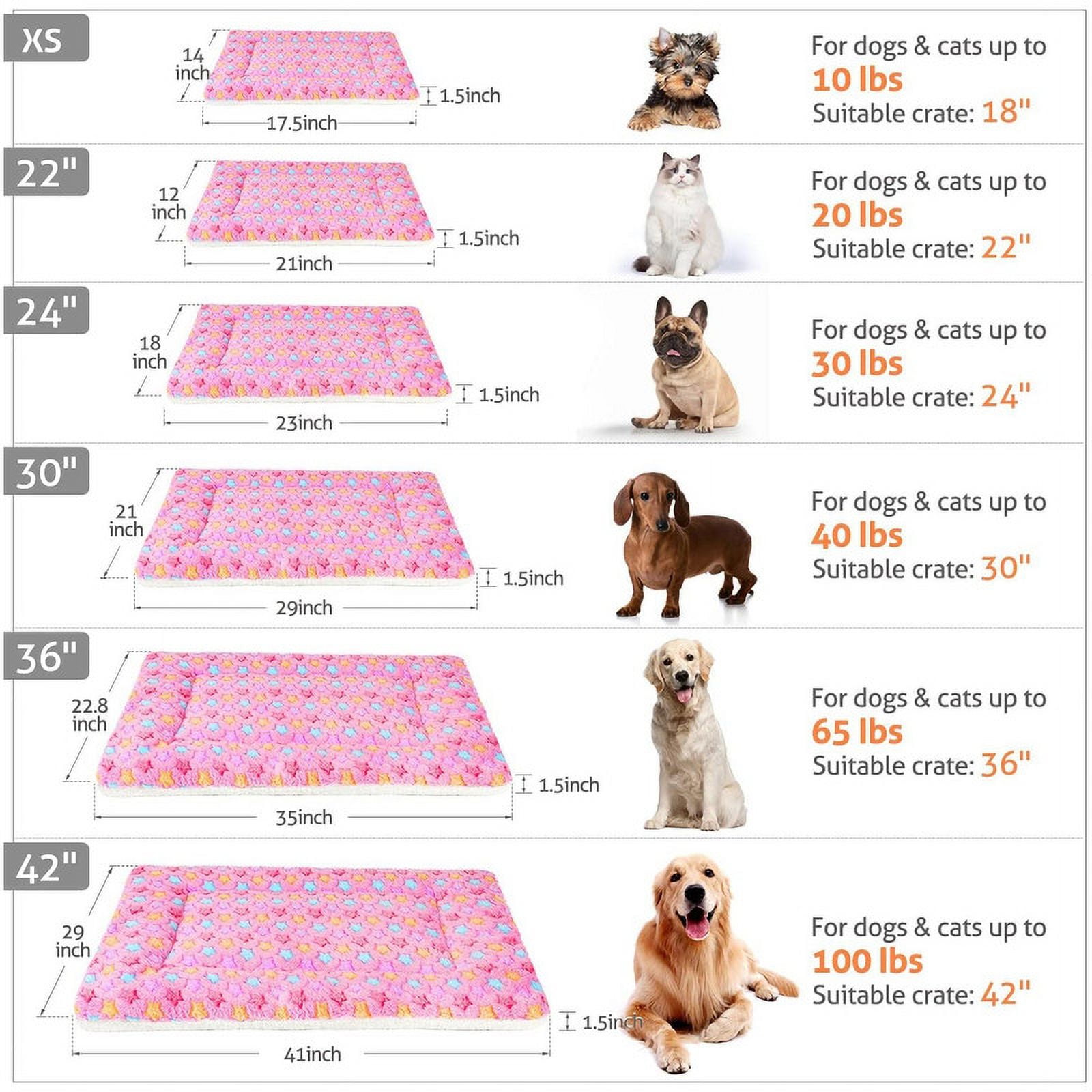 Dog Crate Mats with Cute Star Pattern Washable Pet Bed for Large Dogs Cozy Reversible Dog Crate Bed, Pink, 29*19.5