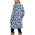 thumbnail image 5 of Women's Fashion Casual Dress with Pockets Decorative Buttons Polka Dot Prints Round Neck Long Sleeves for Spring and Autumn Outings,Blue,L, 5 of 6