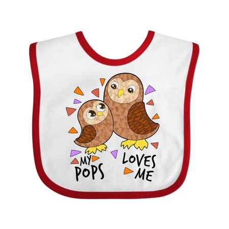 

Inktastic My Pops Loves Me- Cute Owl Family Gift Baby Boy or Baby Girl Bib