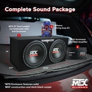 MTX 12 Dual Loaded Car Subwoofer w/Sub Box, Amplifier, QPower Wiring Kit