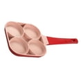 thumbnail image 2 of Sartén para freír huevos con 4 orificios, sartén antiadherente de fondo plano, sartén para tortilla de panqueques de 4 tazas para cocina, color rojo, 2 of 10