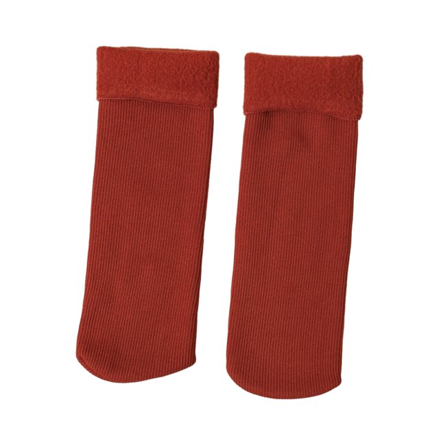 CSChome Mid-calf Socks Unisex Thermal Mid-Tube Socks - Thick Soft Plush Solid Color Elastic Non-Slip Knitted