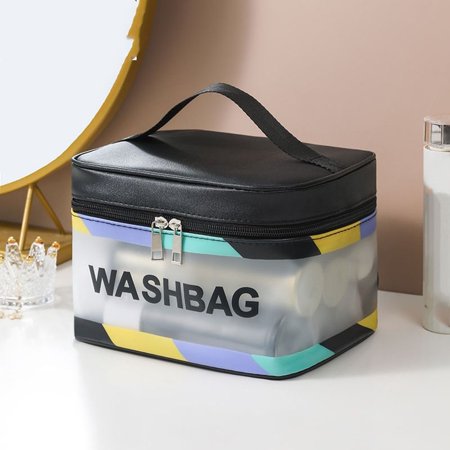 Large Capacity Transparent Wash Bags Travel Organizer Clear Makeup Cases PVC Bags Make Up Pouch BLACK