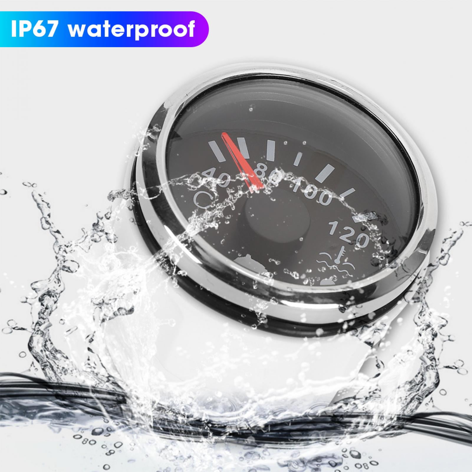 2in Cooling Water Temperature Gauge 40-120℃ Smart Alarm IP67 12V/24V Black Dial