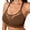 Coffee, variant on Women Solid Color Backless Bra with Thin Straps Cross Back Bras Breathable Lace Comfortable Support Bra Hot Pink XL