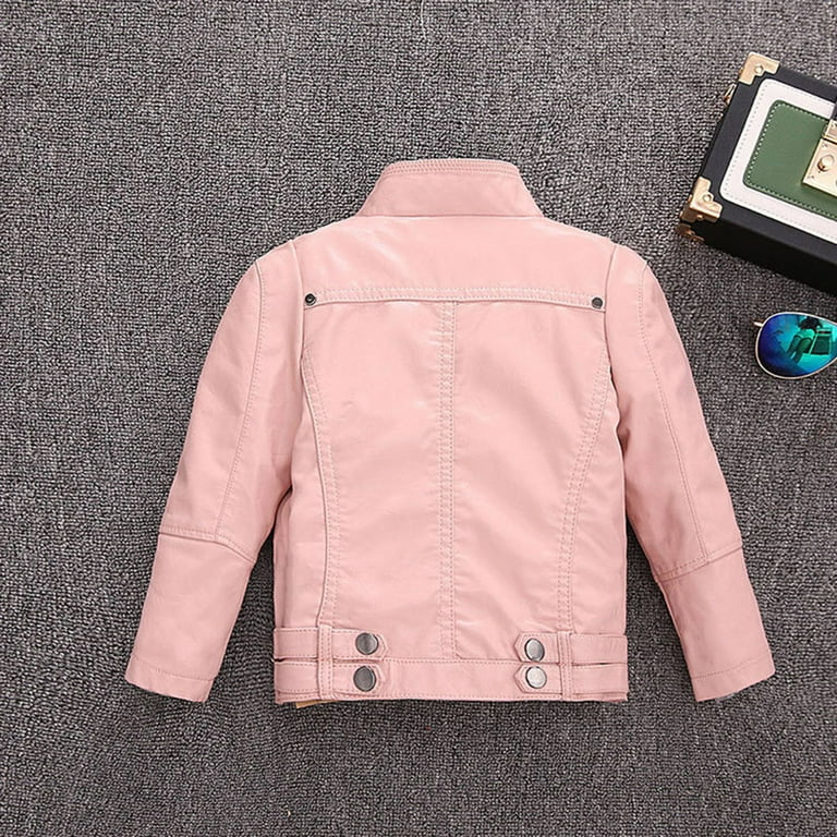 LIhncine Baby Boy Girl Jacket Kids Girl Spring Pu Leather Jacket Motorcycle Coat For Boy Leather Jacket Kids Fall Winter Jacket Pink 2 3 Years Walmart