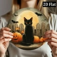 thumbnail image 4 of 2D Flat, 1pc 8x8inch Aluminum Vintage Cat Pumpkin Halloween Wall Art - Round Metal Sign For Home, Bar, Office Decor - Perfect For Parties Gifts, 4 of 6