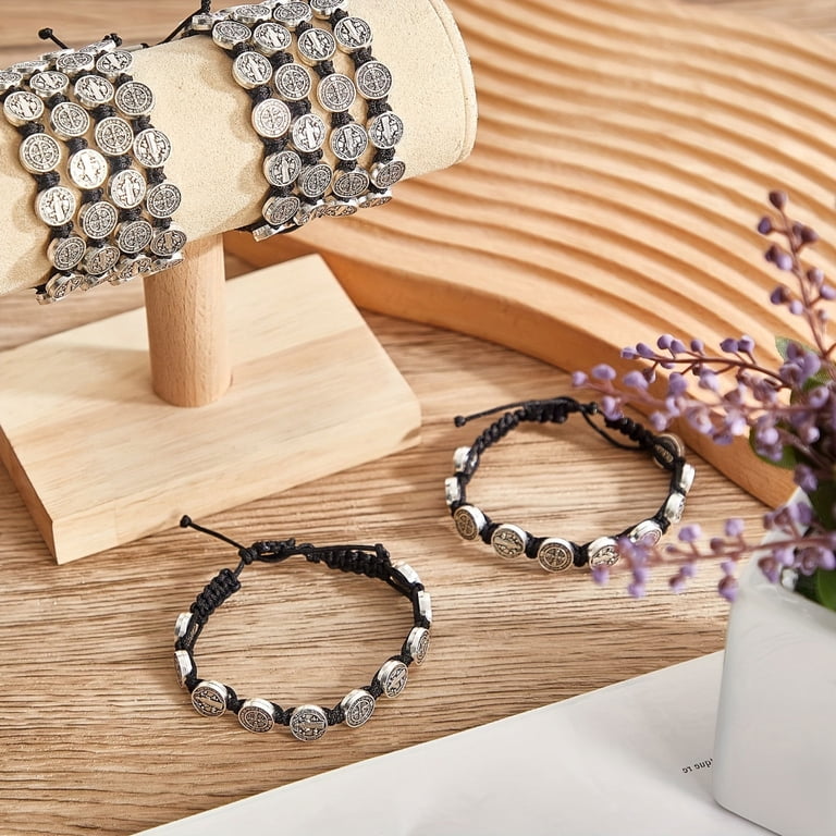 2PCS Catholic Virgin Mary & Saint Benedict Bracelets – Adjustable String Bracelets For Protection & Faith