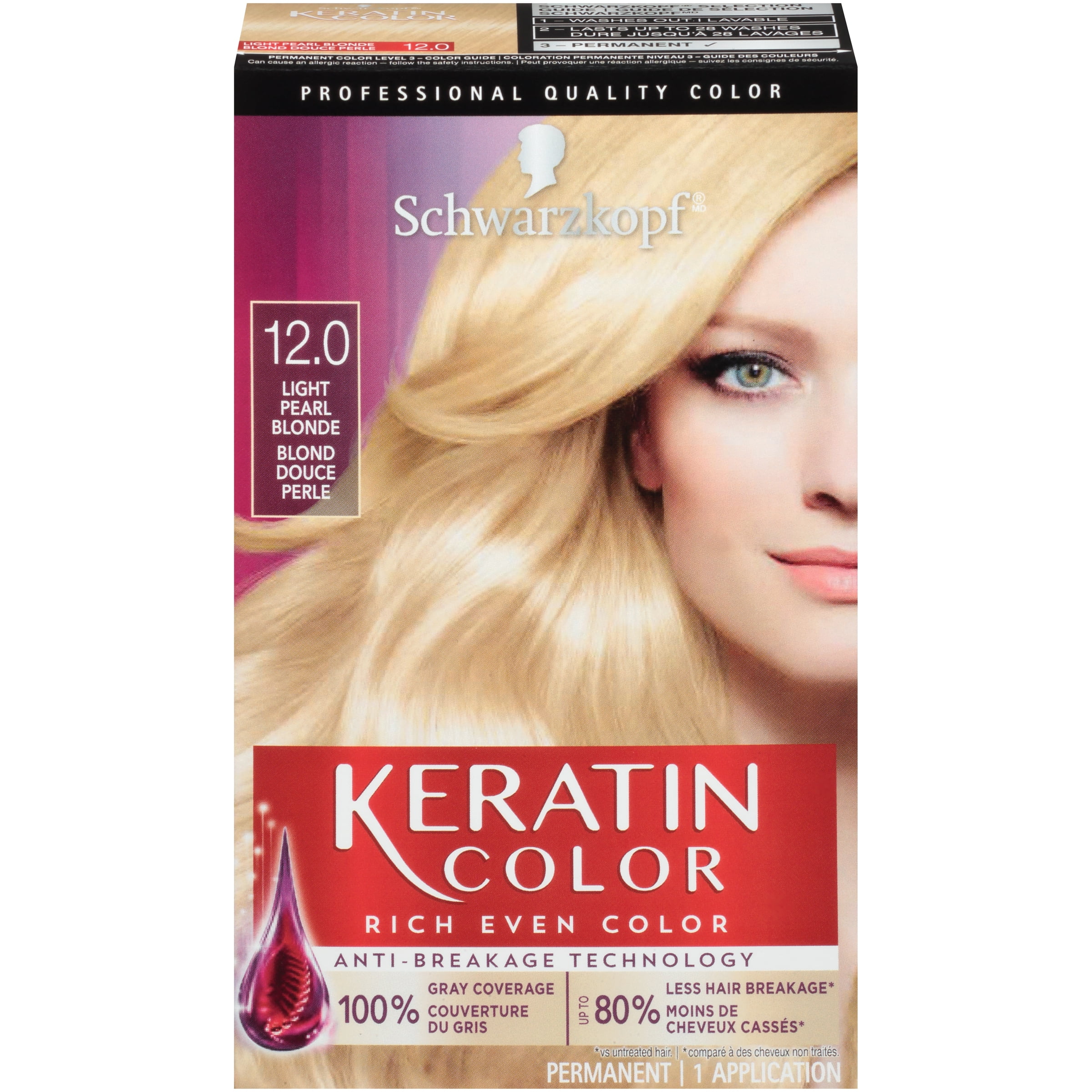 Schwarzkopf Keratin Color Permanent Hair Color Cream,  Light Pearl  Blonde 