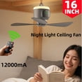 thumbnail image 3 of Mini Ventilador de Techo con Control Remoto, USB, Inalámbrico, Portátil, Luz LED , para Acampar, Pequeño y Portátil., 3 of 5