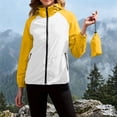 thumbnail image 2 of Waterproof Rain Jacket For Women Long-Sleeve Windproof Color-Block Casual Hooded Zip-Up Jacket Water-Repellent Outdoor Light Raincoats Windbreaker, 2 of 9