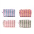 thumbnail image 1 of Pastel Striped PVC Cosmetic Bag, Waterproof Makeup Organizer Pouch with Zipper for Women Travel and Daily Essentials, 1 of 1