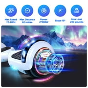 LENOGE Bluetooth Hoverboard, 6.5 300W Powerful Motor Hover Board with LED Lights, 6-10MPH Max Speed Self Balancing Electric Scooter