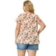 thumbnail image 5 of Women's Plus Size Chiffon Blouses Tie Neck Tassel Lace Insert Flare Short Sleeve Floral Tops Apricot 2X, 5 of 7