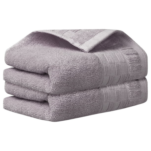 Toalla de mano de 2 piezas con patrón de cuadros REGALWOVEN, toalla cómoda y altamente absorbente para baño, camping, gimnasio, color púrpura 14" x 30"