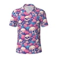 thumbnail image 2 of Daiia white Skull blue flower Pattern Men’s Polo Shirts,Solid Deck Shirt,Classic Fit, Breathable Cotton Polo for Casual and Sport Wear-4X-Large, 2 of 7