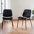 thumbnail image 2 of Tcbosik 2 Pack Upholstered Kitchen & Dining Room Chairs, Faux Leather Armless Accent Chair with Metal Legs for Living Room, Black, 2 of 10