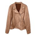 thumbnail image 4 of Women's Faux Suede Slim Fit Jacket – Versatile Autumn Winter Zip Up Coat in Sizes S-XXL, Chic Button Detail Outerwear for Casual Daily Work, 4 of 4