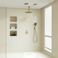 thumbnail image 3 of Boyel Living 12 inch Ceiling Mounted Rain Shower System 3 Function Thermostatic Shower System with Wall Mount 6 inch Regular Shower Head,Brushed Gold, 3 of 8