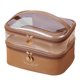 thumbnail image 5 of Bolsa organizadora de cosméticos de doble capa bolsa de almacenamiento de artículos de tocador de PVC PU de gran capacidad ligera con asa para regalos de vacaciones para mujer, 5 of 7
