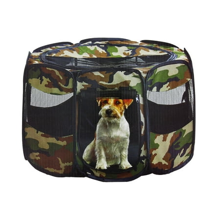 Etna Portable Foldable Pet Playpen For Dogs, Camouflage - Indoor and Outdoor Use, Small / Medium Sized Pets - Pop-Up, Traveling, Kennel Design, Ideal for Keeping Pets Safe and Secure - 29 x 17 Inches