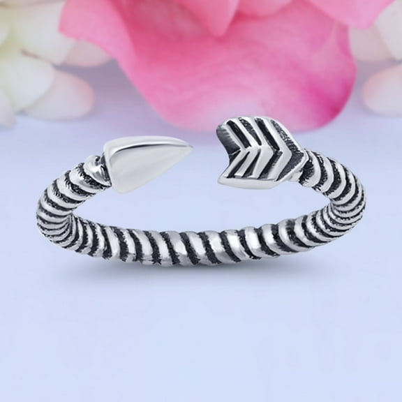 3.5mm - Arrow Toe Band Ring 925 Sterling Silver Thin Adjustable Stylish Rings for Women
