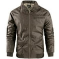 thumbnail image 4 of Dagegui Men's Fleece Lined Jackets Winter Warm Full Zip Up Bomber Jacket Fall Waterproof Varsity Coats with Pockets Brown S, 4 of 8