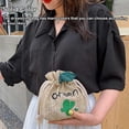 thumbnail image 4 of Qarigey Bolso con cordón de paja Adorable caricatura decorativa reemplazo mujer citas fotografía solo bolsos de hombro bolsa Bolsas de mensajero y de hombro Caqui, 4 of 6