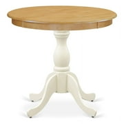 AST-OLW-TP - Dining Table - Oak Table Top and Linen White Pedestal Leg Finish
