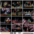 thumbnail image 2 of Magic Scratch Art Paper, Mini Envelope Postcard, Rainbow Night View Scratchboard for Adults and Kids, Art & Crafts Set: 12Sheets Scratch Cards & 7 Tools Drawing Pen, Clean Brush (Colorful Fireworks), 2 of 4