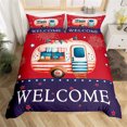 thumbnail image 1 of Maxcorners Camping Trailer Duvet Cover For Rv Decor, Red Blue Stars Firework, 1 of 3
