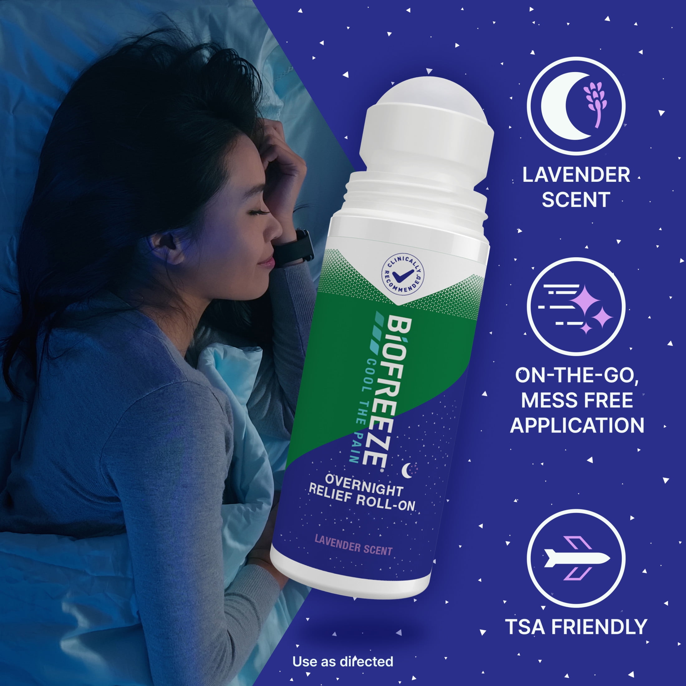 Biofreeze Overnight Pain Relief Roll-on, Back Knee Muscle Joint Arthritis Pain Relievers, 2.5 oz