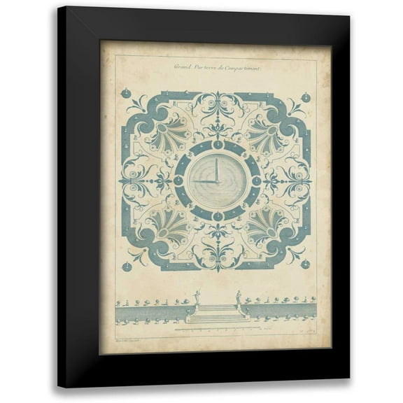 d Argenville, DeZallier 12x14 Black Modern Framed Museum Art Print Titled - Garden Design in Blue II