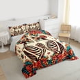 thumbnail image 4 of Homewish Romantic Couple Skeleton Bedding Comforter Set, Retro Rustic Flower Floral Twin Comforter Sets, Mandala Bohemian Style Reversible Bedding Set, Lightweight Room Decor, 2pcs, 4 of 9