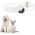 thumbnail image 1 of Collar para perro Apple AirTag (blanco), funda ajustable de silicona antipérdida, accesorios para collar de perro y gato con seguimiento GPS para perros pequeños, medianos, gatos y mascotas, 1 of 5