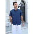 thumbnail image 2 of COOFANDY Men's Lightweight Breathable Short Sleeve Shirt, 100% Polyester, Easy-Care Wrinkle-Resistant for Daily Casual and Office Wear, 2 of 8