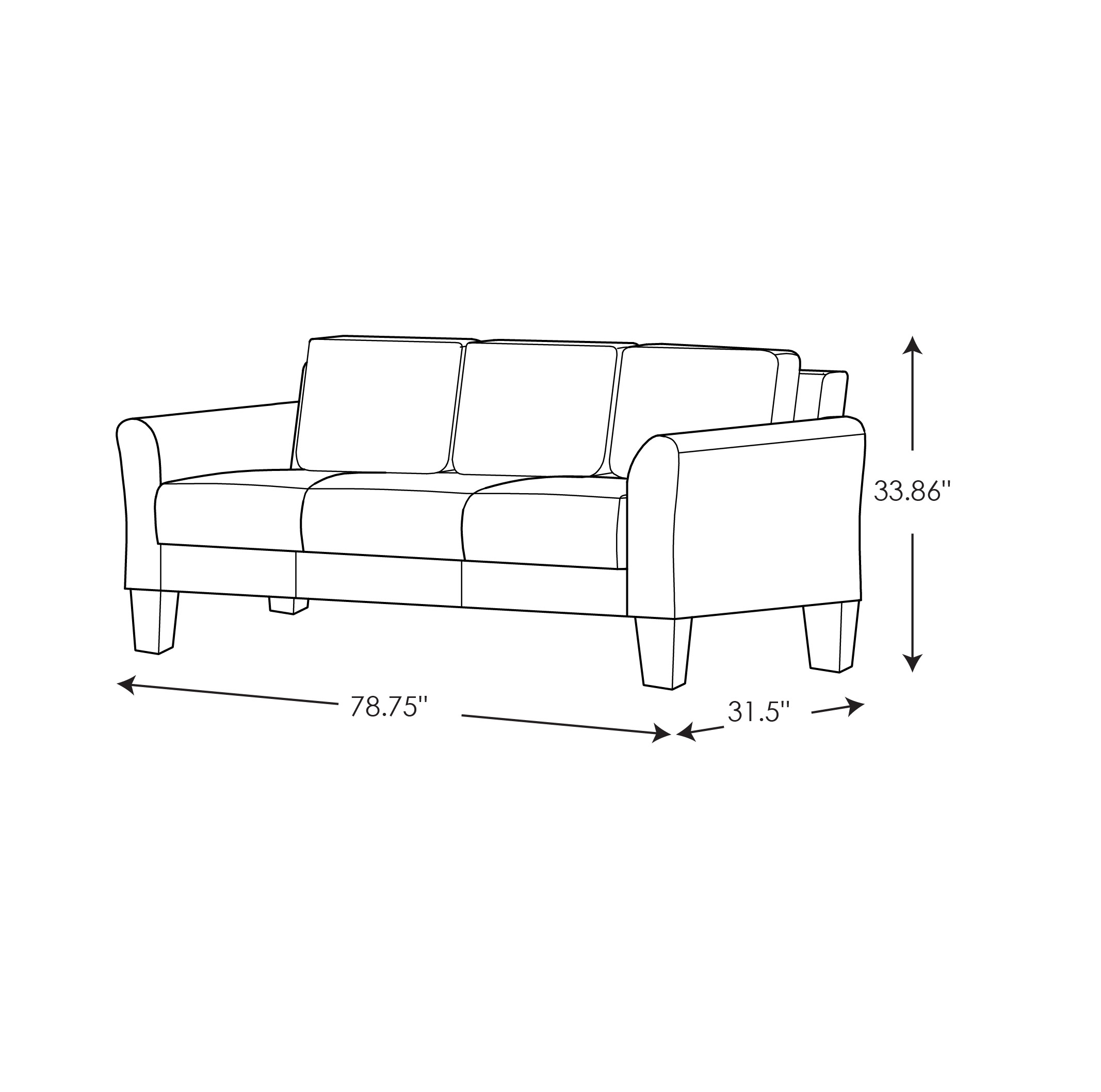 Lifestyle Solutions Alexa Sofa with Curved Arms, Gray Fabric - image 5 of 6