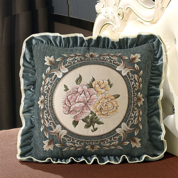 Lace Pillow Sofa Living Room Bedroom Bedside Car Fabric Embroidery Pillow Waist Cushion Backrest