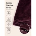 thumbnail image 4 of LOFIR Womens Soft Hooded Plush Robe, Luxury Fluffy Robe Long Fleece Spa Bathrobe for Women (M, Wine Red), 4 of 8