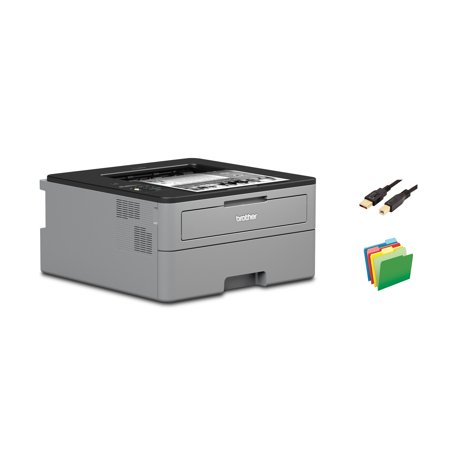 Brother HL-L23 Series Compact Monochrome Laser Printer, Print Copy Scan, 26 ppm, Wireless -Mobile Printing, Auto 2-Sided Printing, Duplex Printing, 250-sheet, With MTC Printer Cable and File Folders