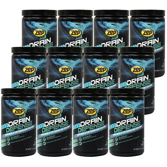 Zep Drain Defense Enzymatic Drain Cleaner Powder – 18 oz (Case of 12) ZDC16 – Safe for Pipes and Septic Systems