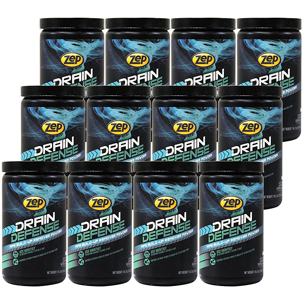 Zep Drain Defense Enzymatic Drain Cleaner Powder – 18 oz (Case of 12) ZDC16 – Safe for Pipes and Septic Systems