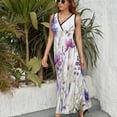thumbnail image 6 of Purple Flowers Wildflowers Dress Fashion Boho Beach Long Dresses Female Party Printed Maxi Dress, 6 of 9