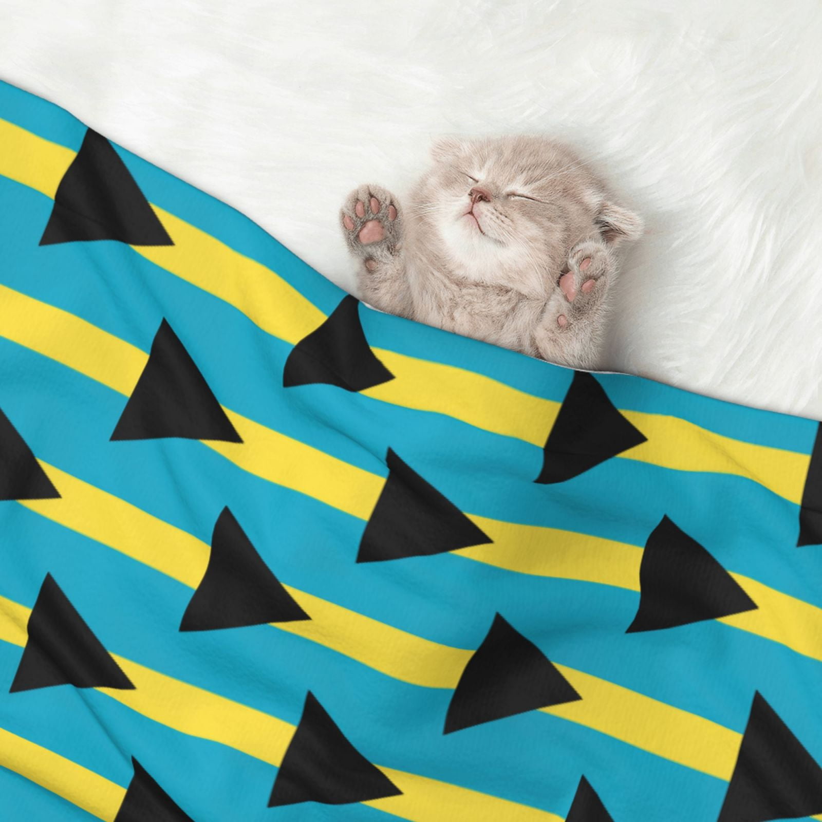 Bahamas Flag Pattern Dog Blanket Soft Warm Flannel Cat Blanket Great Pet Throw for Cats Puppy Small Medium Large Dog