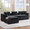 Black, variant on Euroco Sofa 93.7" L-shaped Sofa Upholstered Sofa Couch with wooden Storage Compartment for Living Room, Brown