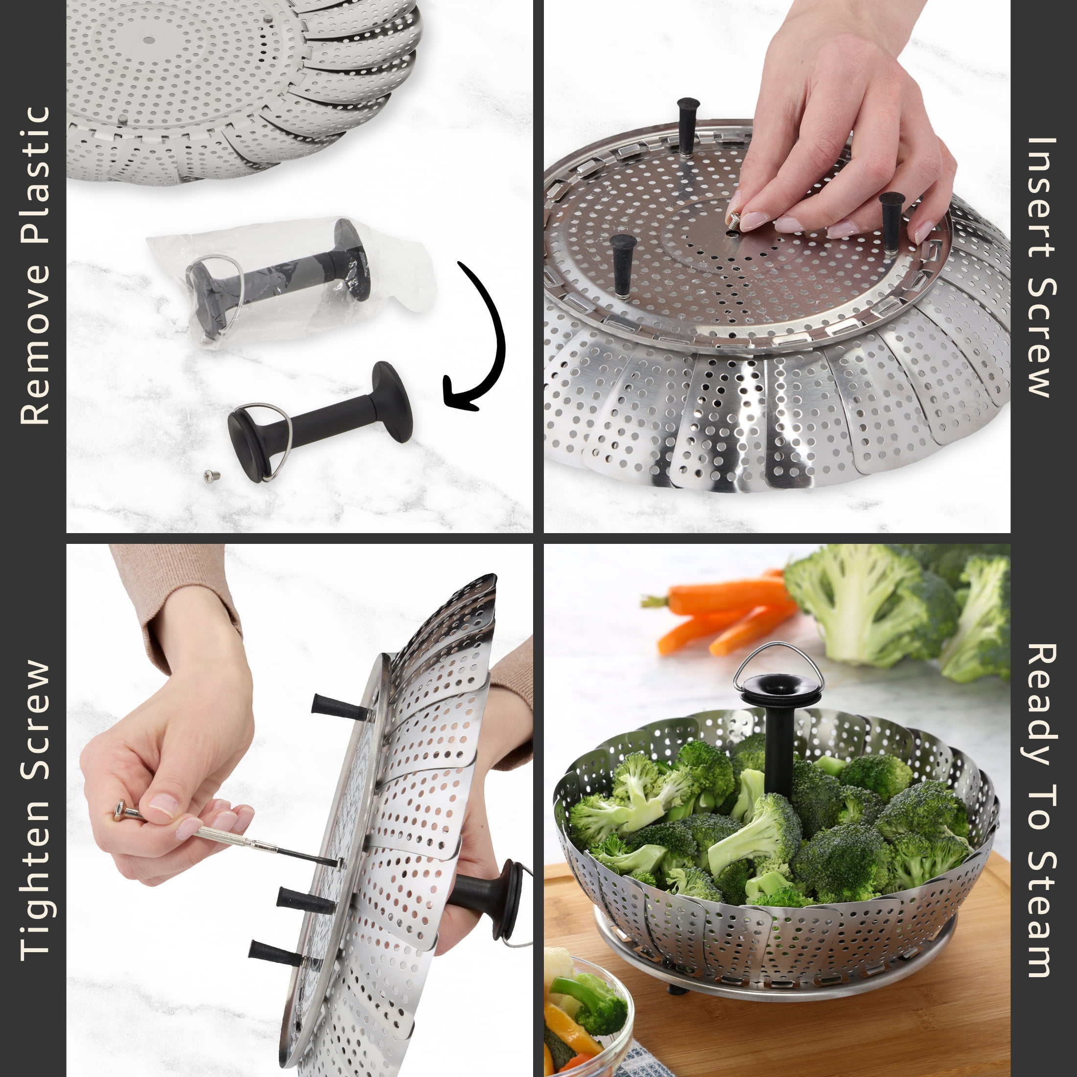 Farberware Professional 11-inch Stainless Steel Expandable Food Steamer with Soft Feet