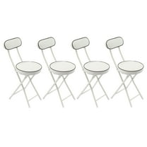 TFCFL 4PCS 48cm Tall Bar Stool White Portable Folding Stools Cushioned Padded Foldable High Chairs