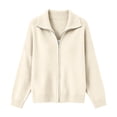 thumbnail image 3 of KICILVS Sweater Jacket for Women Full Zip Collared Ribbed Cuffs Knit Coat Plain Casual Fall Winter Trendy Outerwear, 3 of 5