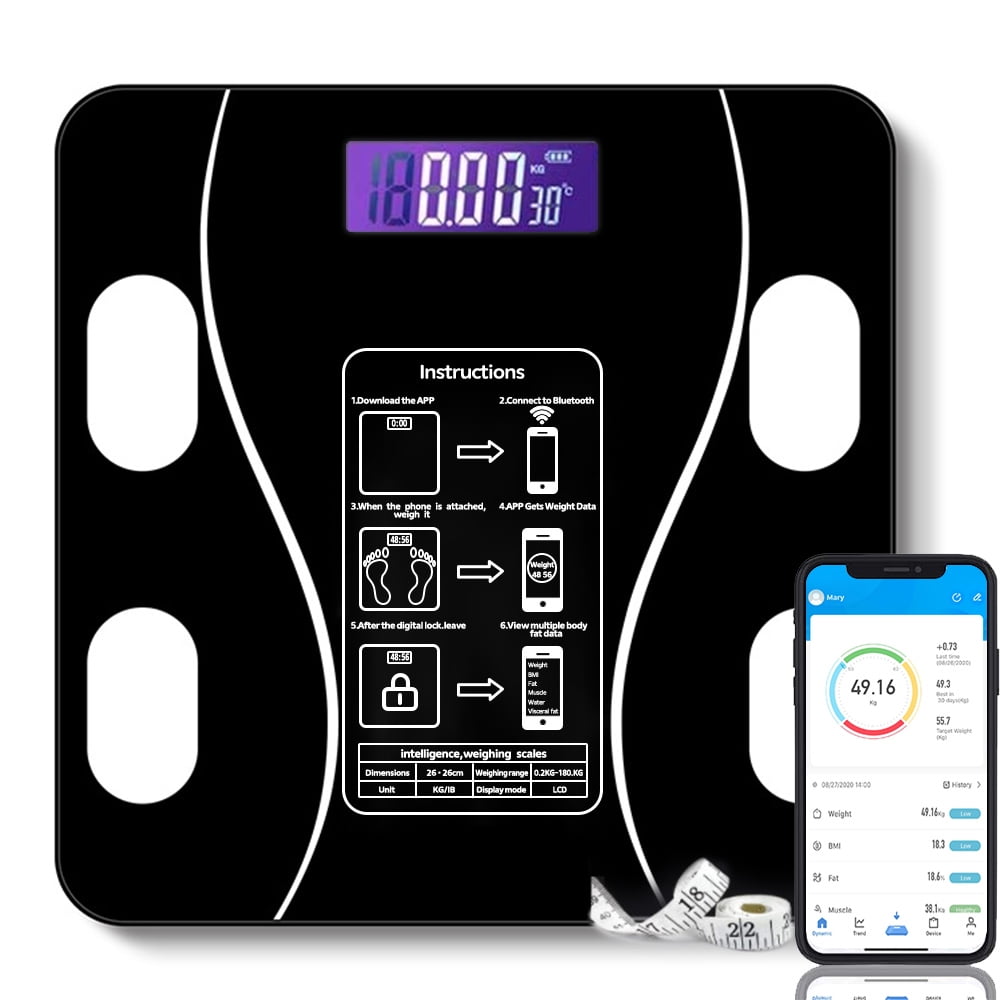 Bathroom Scales Weighing Digital Monitors Bluetooth Smart Body Fat Scale Glass 